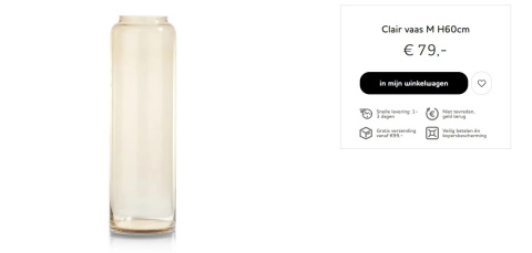 COCOmaison Wazon szklany Clair M W60cm beżowy COCOmaison Wazon szklany Clair M W60cm beżowy